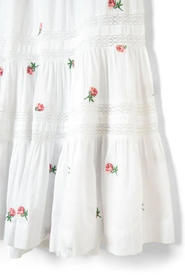 Damson Madder Skirts Women Eden Lace Midi Skirt 8211 Rose Embroidery