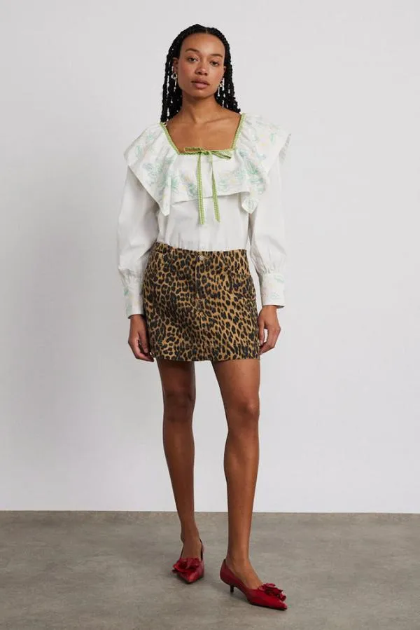 Damson Madder Skirts Women Lily Denim Mini Skirt Leopard