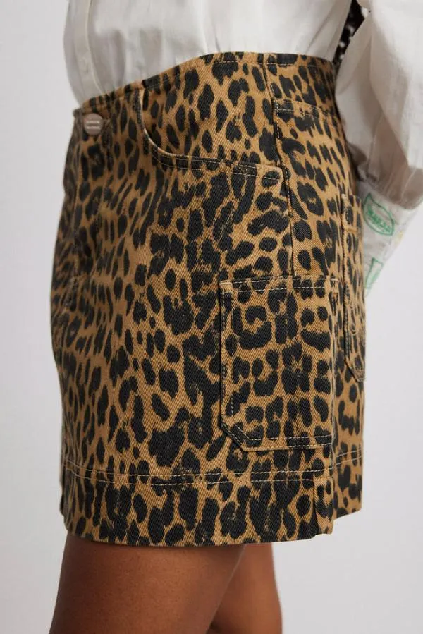 Damson Madder Skirts Women Lily Denim Mini Skirt Leopard