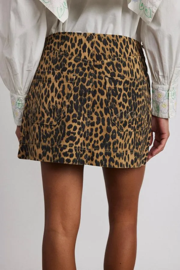 Damson Madder Skirts Women Lily Denim Mini Skirt Leopard
