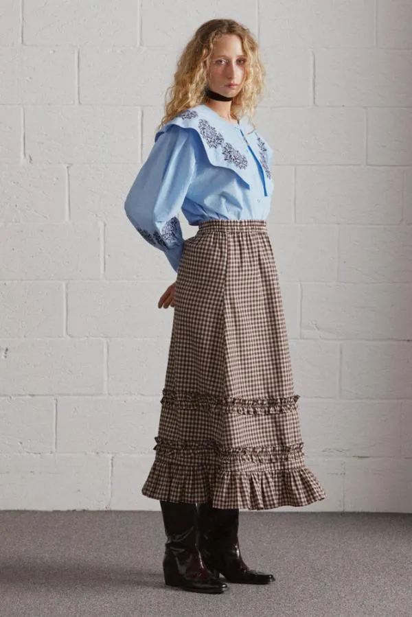 Damson Madder Skirts Women Rina Ruffle Skirt 8211 Chocolate Check