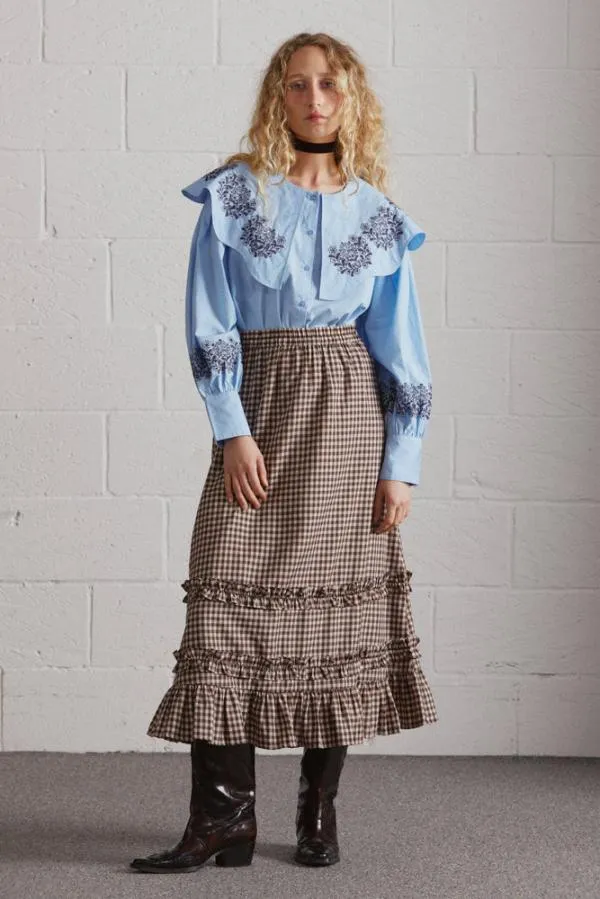 Damson Madder Skirts Women Rina Ruffle Skirt 8211 Chocolate Check