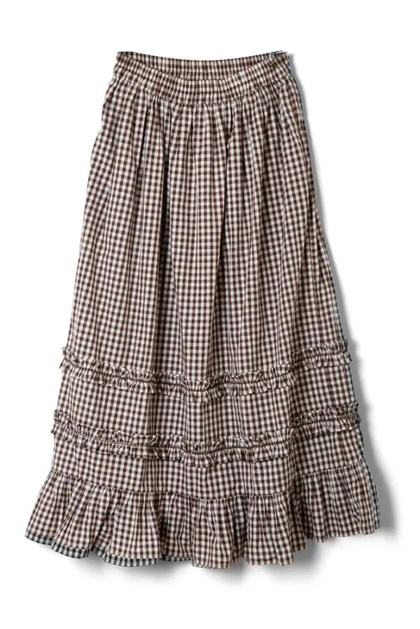 Damson Madder Skirts Women Rina Ruffle Skirt 8211 Chocolate Check