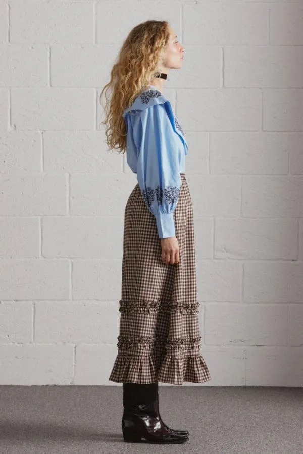 Damson Madder Skirts Women Rina Ruffle Skirt 8211 Chocolate Check