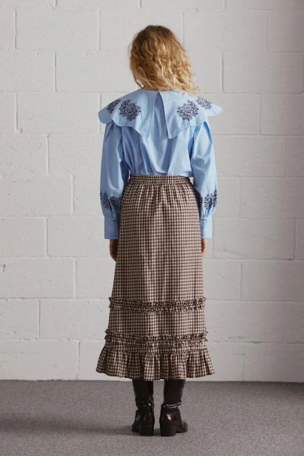 Damson Madder Skirts Women Rina Ruffle Skirt 8211 Chocolate Check