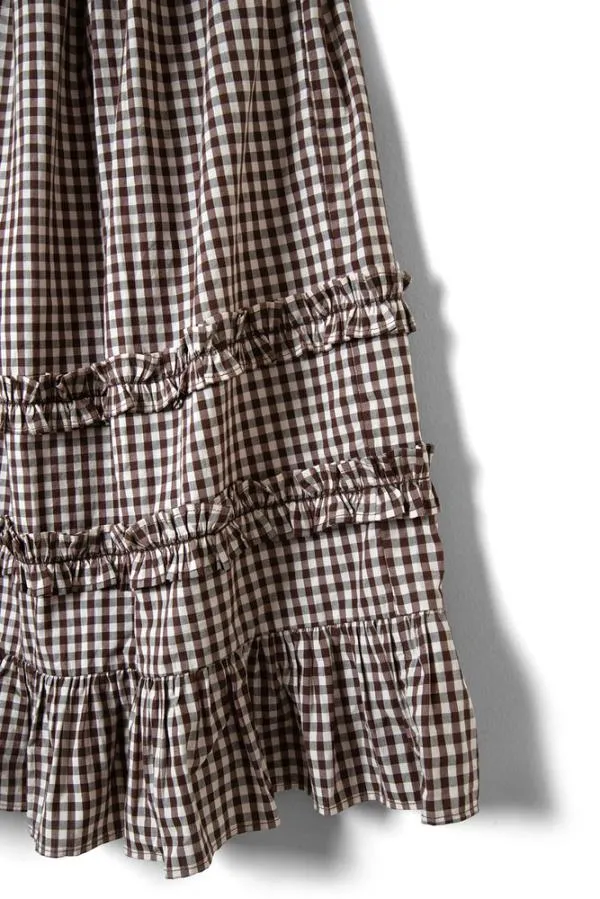 Damson Madder Skirts Women Rina Ruffle Skirt 8211 Chocolate Check
