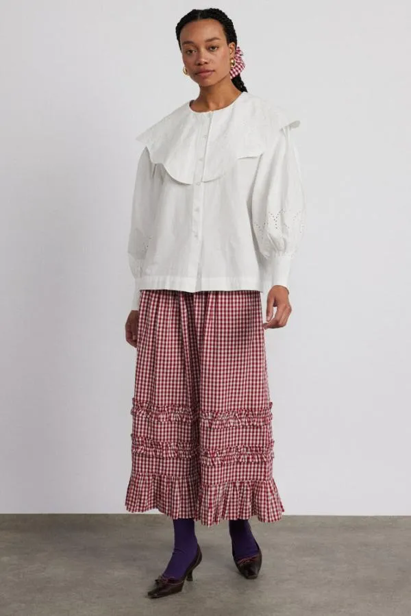 Damson Madder Skirts Women Rina Ruffle Skirt 8211 Red Gingham