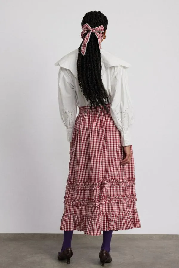 Damson Madder Skirts Women Rina Ruffle Skirt 8211 Red Gingham