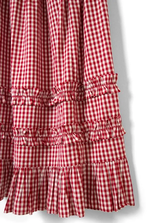 Damson Madder Skirts Women Rina Ruffle Skirt 8211 Red Gingham