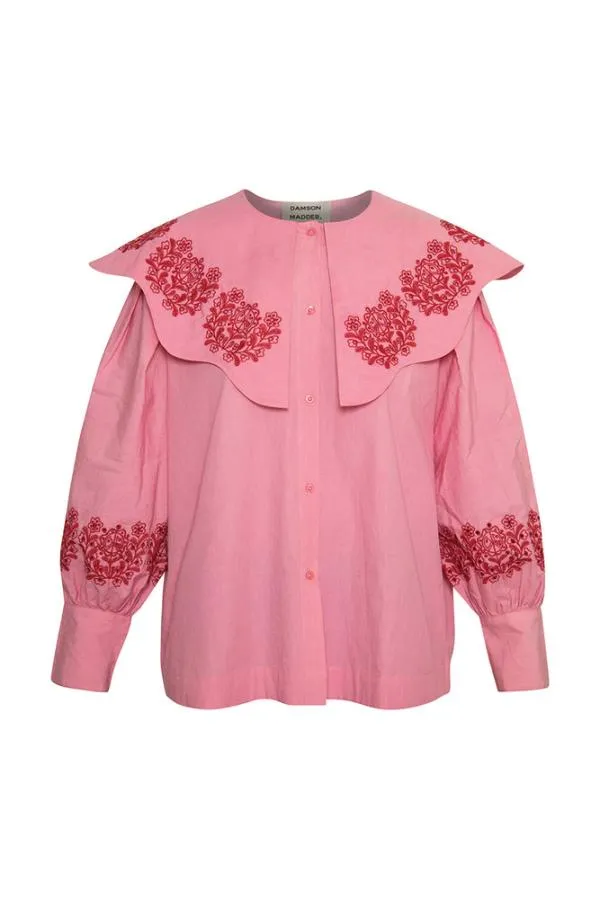 Damson Madder Tops Women Romeo Organic Cotton Broderie Blouse 8211 Pink Damson Madder Tops Women Romeo Organic Cotton Broderie Blouse 8211 Pink