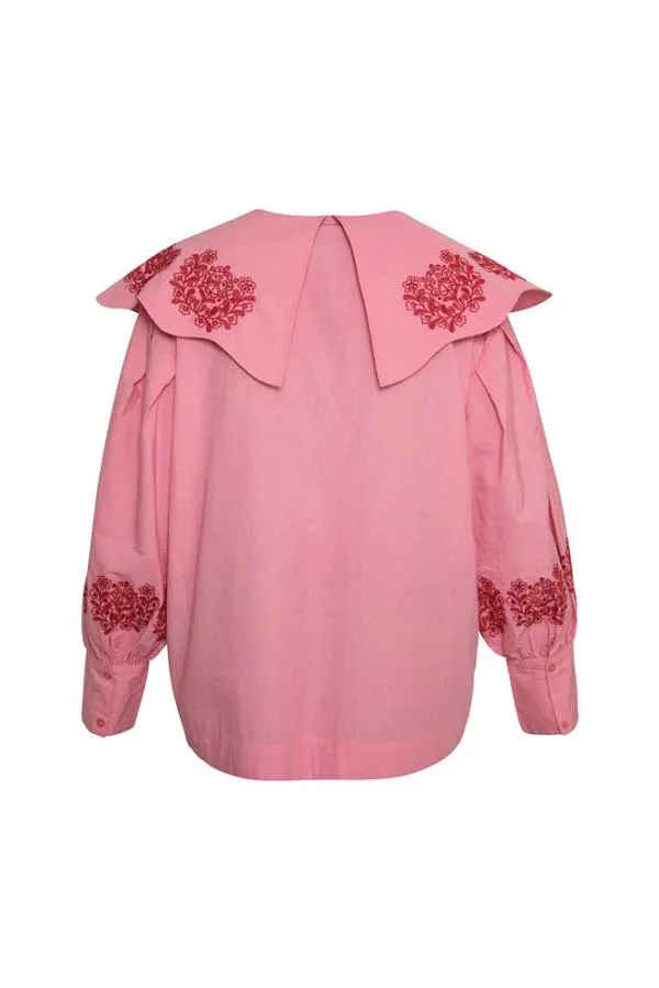 Damson Madder Tops Women Romeo Organic Cotton Broderie Blouse 8211 Pink Damson Madder Tops Women Romeo Organic Cotton Broderie Blouse 8211 Pink