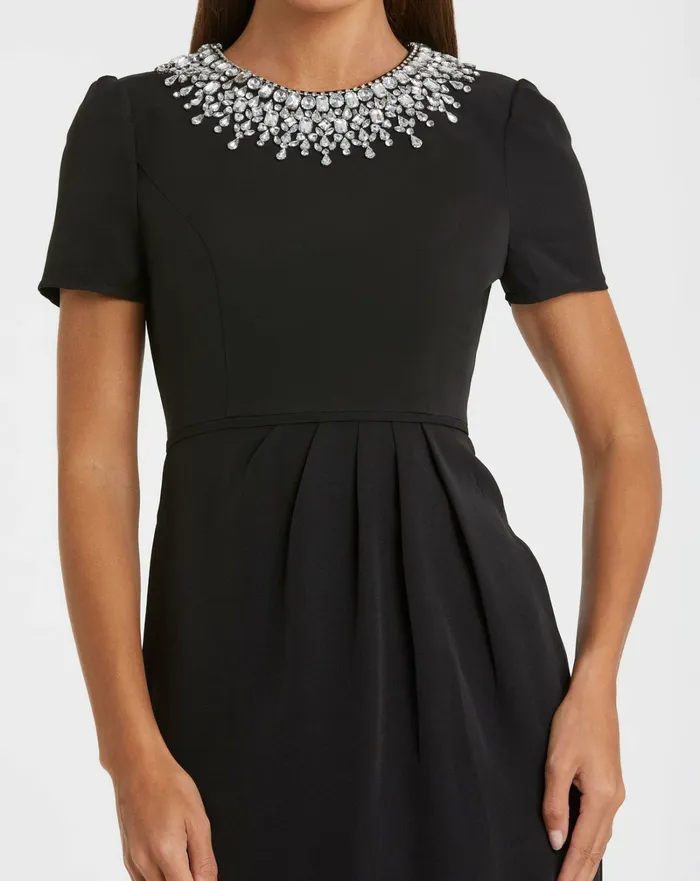 Daytime Dresses Rhinestone Neckline Column Dress Black 8211 Mac Duggal Women