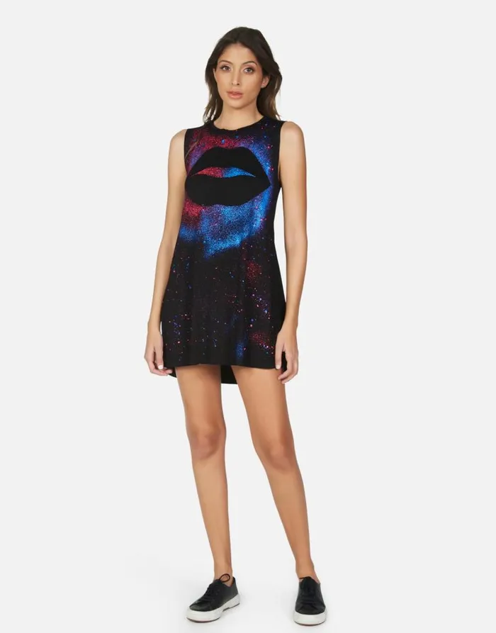 Deanna Galaxy Lip Black Galaxy Splatter Women Lauren Moshi Dresses