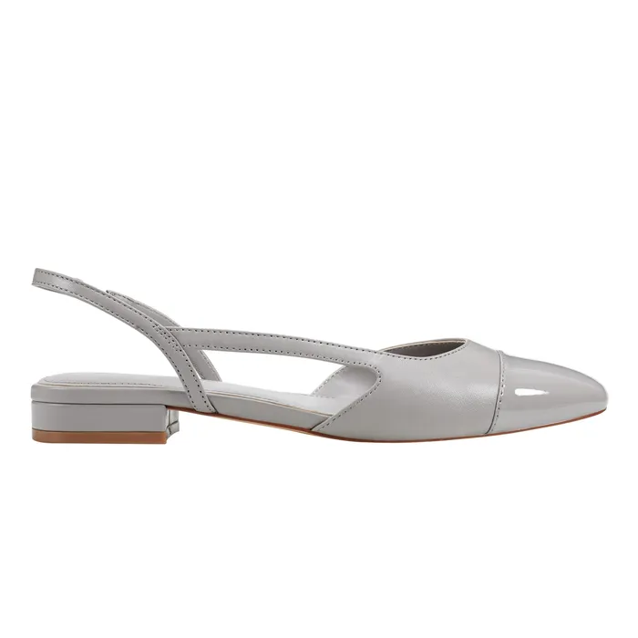 Dela Closed Toe Slingback Dress Flat Light Grey Loafers and Flats Marc Fisher Women