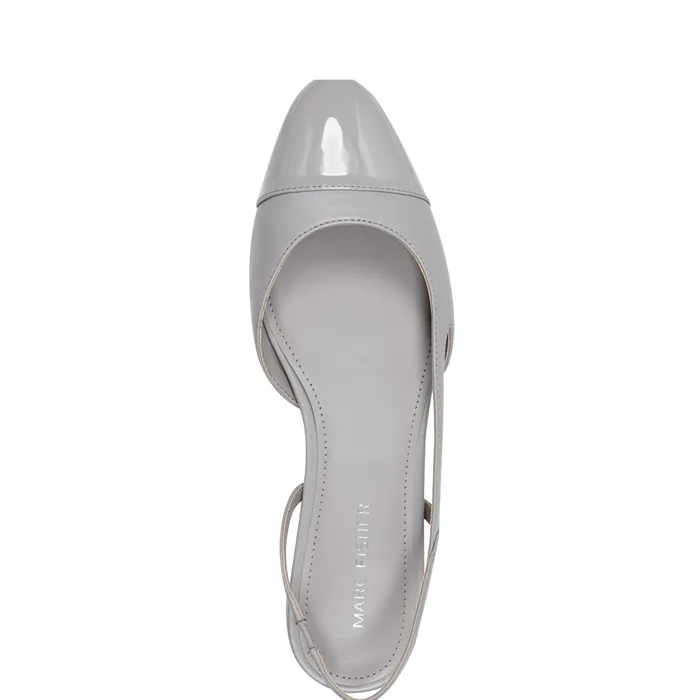 Dela Closed Toe Slingback Dress Flat Light Grey Loafers and Flats Marc Fisher Women