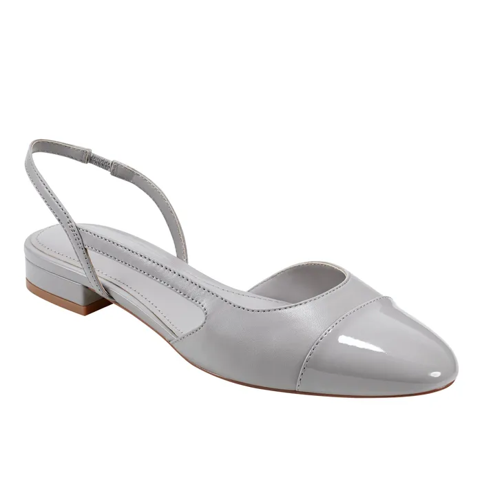 Dela Closed Toe Slingback Dress Flat Light Grey Loafers and Flats Marc Fisher Women