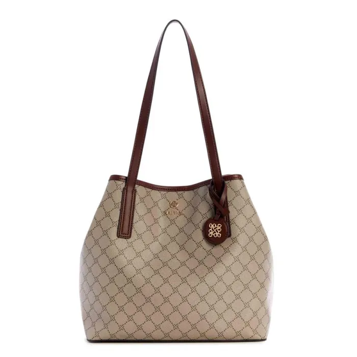 Delaine 2 In 1 Tote Beige Logo Mahogany Women Nine West Totes and Backpacks