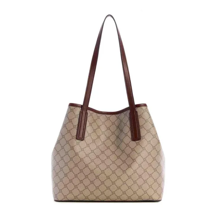Delaine 2 In 1 Tote Beige Logo Mahogany Women Nine West Totes and Backpacks Delaine 2 In 1 Tote Beige Logo Mahogany Women Nine West Totes and Backpacks
