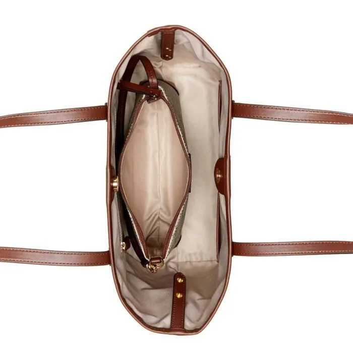 Delaine 2 In 1 Tote Beige Logo Mahogany Women Nine West Totes and Backpacks Delaine 2 In 1 Tote Beige Logo Mahogany Women Nine West Totes and Backpacks