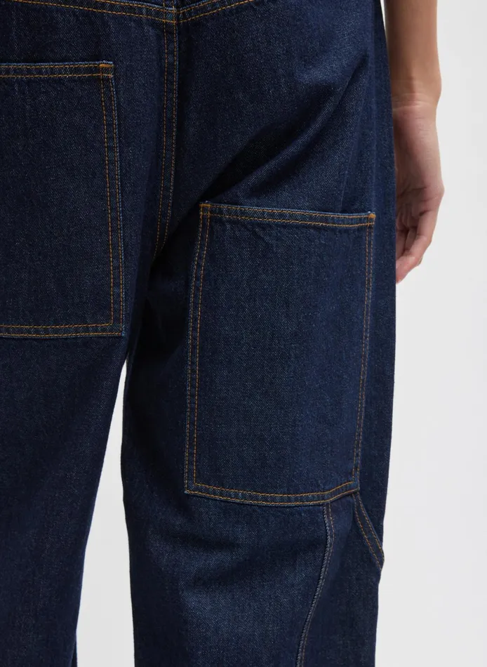 Denim Women Tibi Spring Denim Cropped Slouchy Cargo Jean