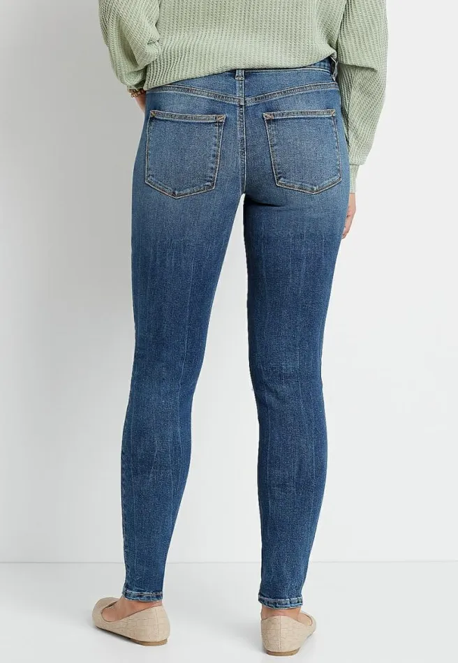 Denimflex High Rise Dark Patchwork Destructed Jegging Women Maurices Jeans