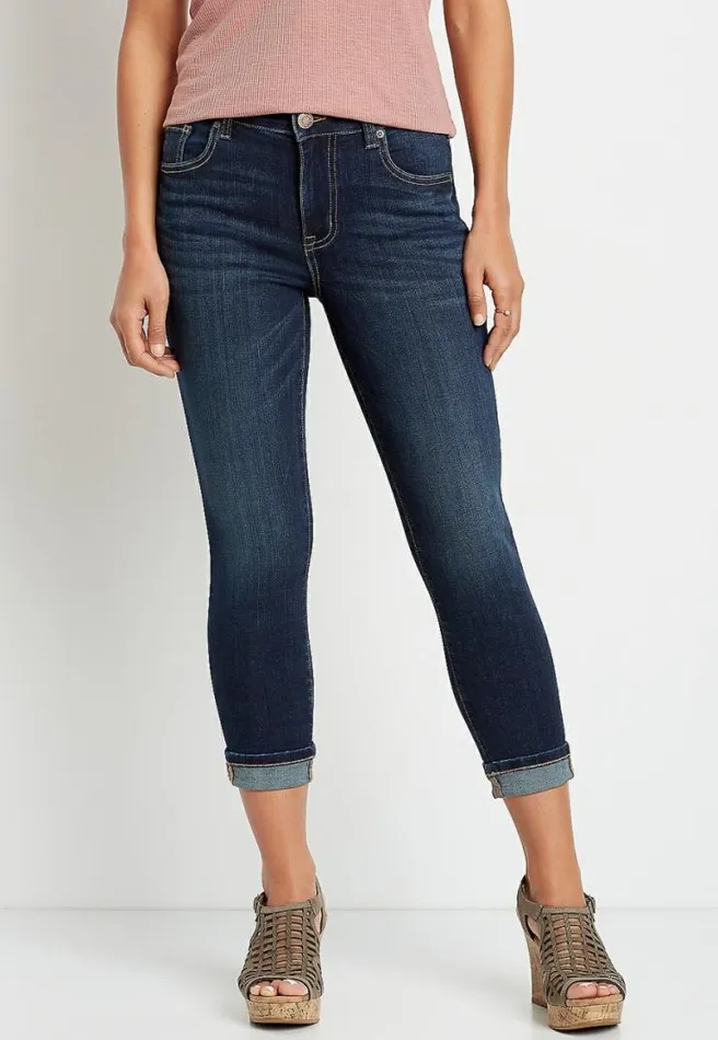 Denimflex High Rise Dark Wash Cuffed Cropped Jean Women Maurices Bottoms