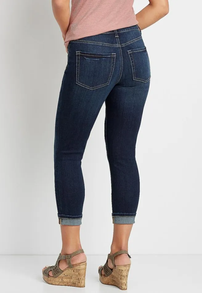 Denimflex High Rise Dark Wash Cuffed Cropped Jean Women Maurices Bottoms