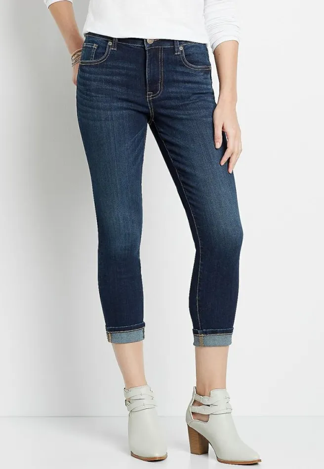 Denimflex High Rise Dark Wash Cuffed Cropped Jean Women Maurices Bottoms