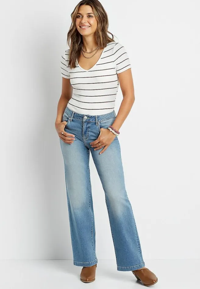 Denimflex High Rise Light Wash Wide Leg Jean Women Maurices Jeans