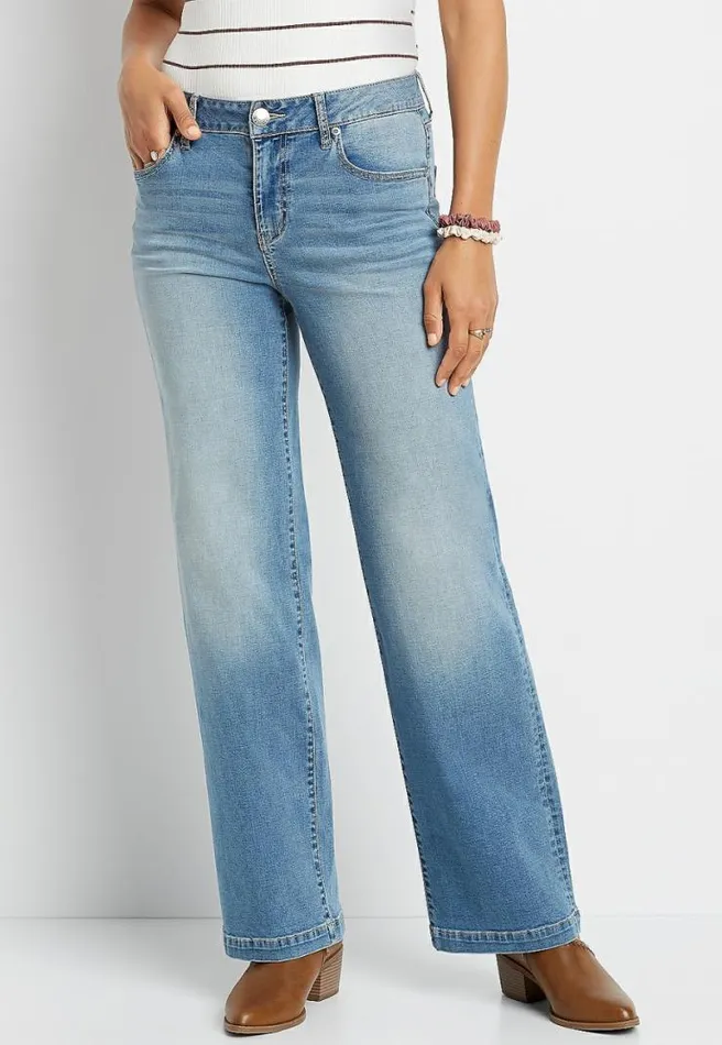 Denimflex High Rise Light Wash Wide Leg Jean Women Maurices Jeans
