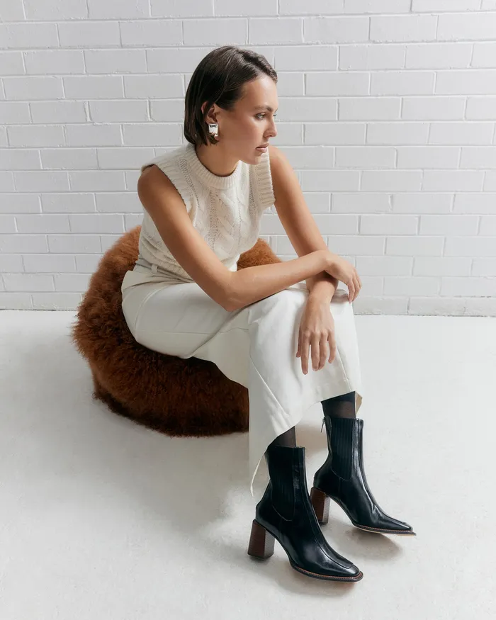 Devina mid ankle boots black leather Women ANKLE BOOTS jomercer Devina mid ankle boots black leather Women ANKLE BOOTS jomercer