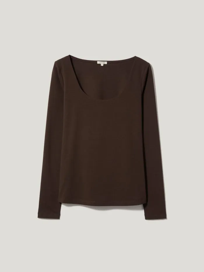 Double Front Ballet Neck Top Brown Women Jigsaw Pyjamas and Loungewear