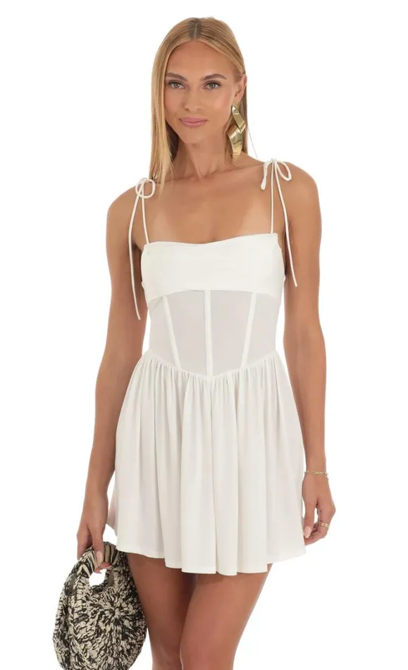Draped Corset Dress White Women LUCY IN THE SKY Mini Dresses