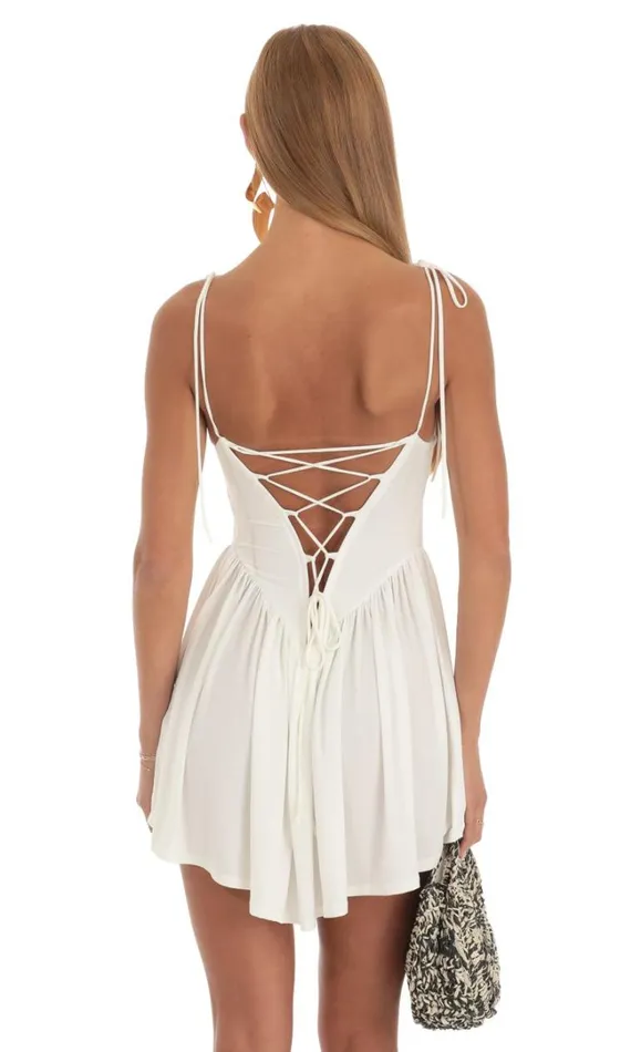 Draped Corset Dress White Women LUCY IN THE SKY Mini Dresses Draped Corset Dress White Women LUCY IN THE SKY Mini Dresses