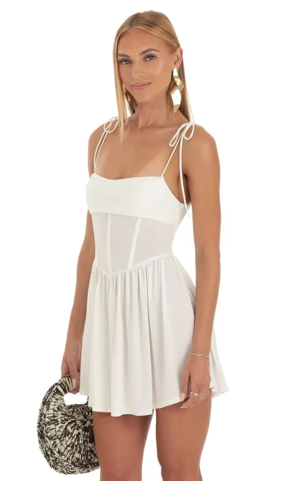Draped Corset Dress White Women LUCY IN THE SKY Mini Dresses Draped Corset Dress White Women LUCY IN THE SKY Mini Dresses