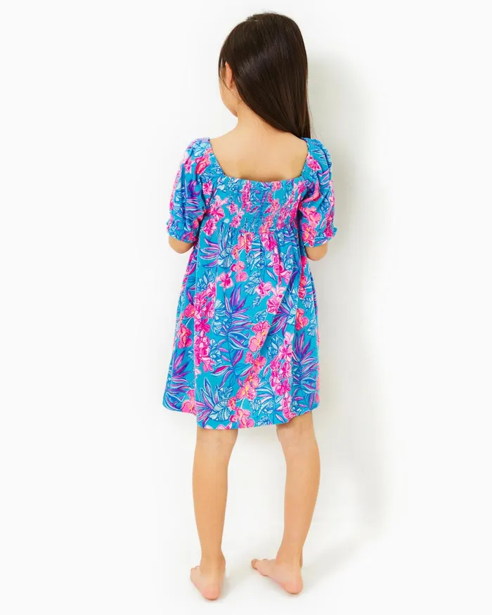 Dresses and Rompers Girls Lilly Pulitzer Girls Mini Delaney Dress Cumulus Blue Orchid Oasis