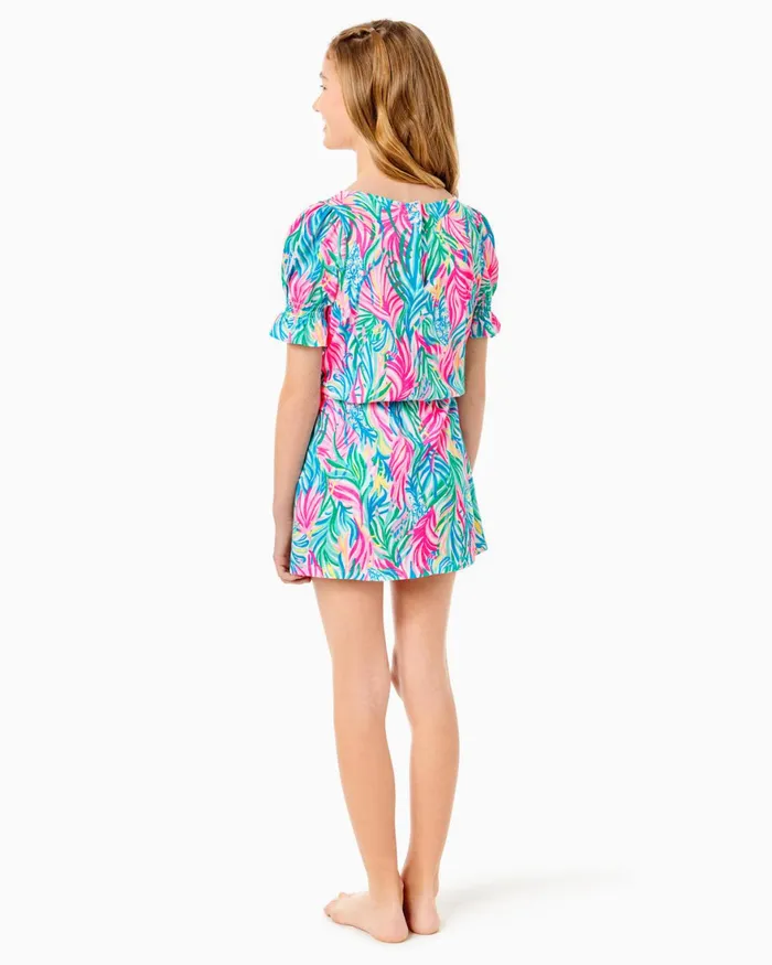 Dresses and Rompers Girls Lilly Pulitzer Mini Adley Romper Multi Sea Turtle Soiree