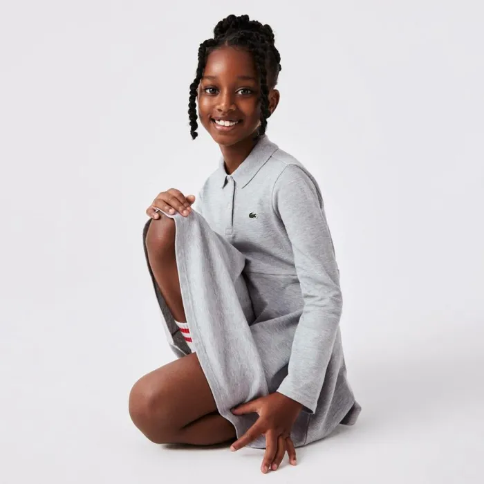 Dresses and Skirts Kids Lacoste Kids039 Piqu Polo Dress Grey Chine Cca