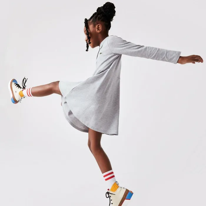 Dresses and Skirts Kids Lacoste Kids039 Piqu Polo Dress Grey Chine Cca