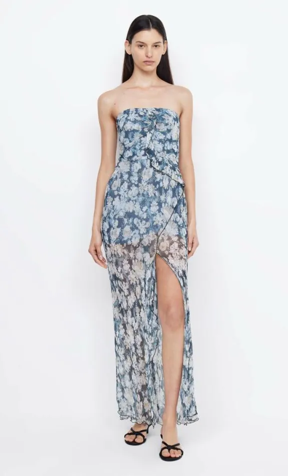 Dresses Bec Bridge Opal Strapless Maxi Dress Denim Floral