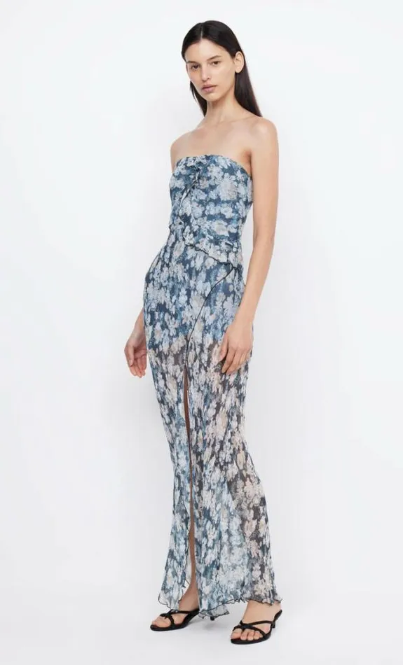 Dresses Bec Bridge Opal Strapless Maxi Dress Denim Floral