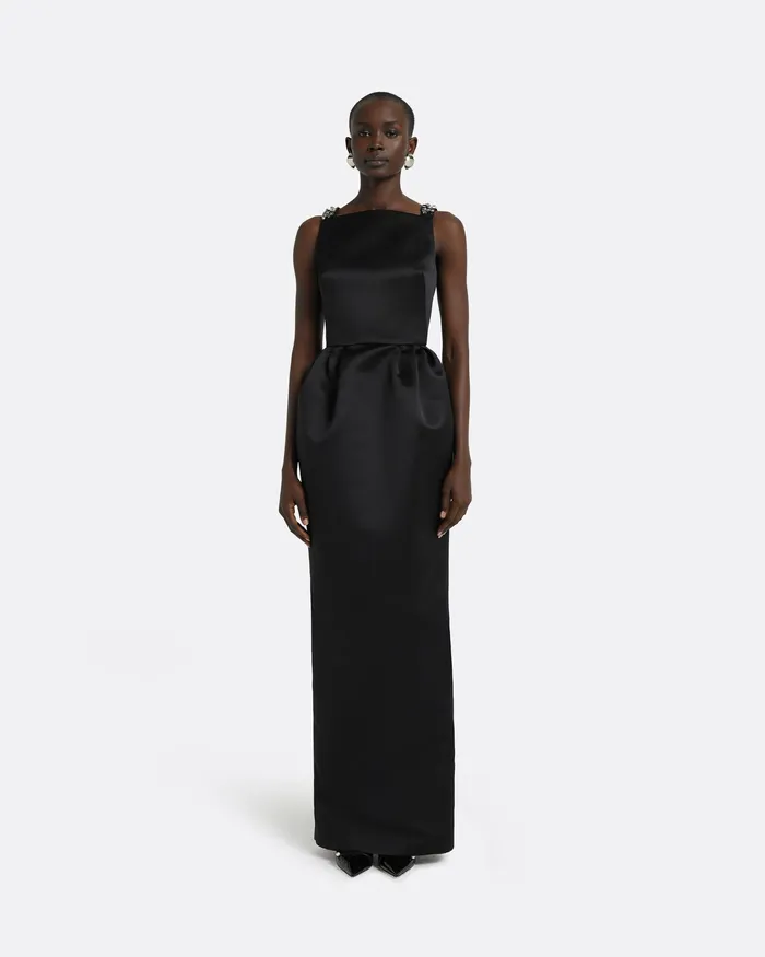 Dresses Safiyaa Women Trecchi Black Long Dress Black