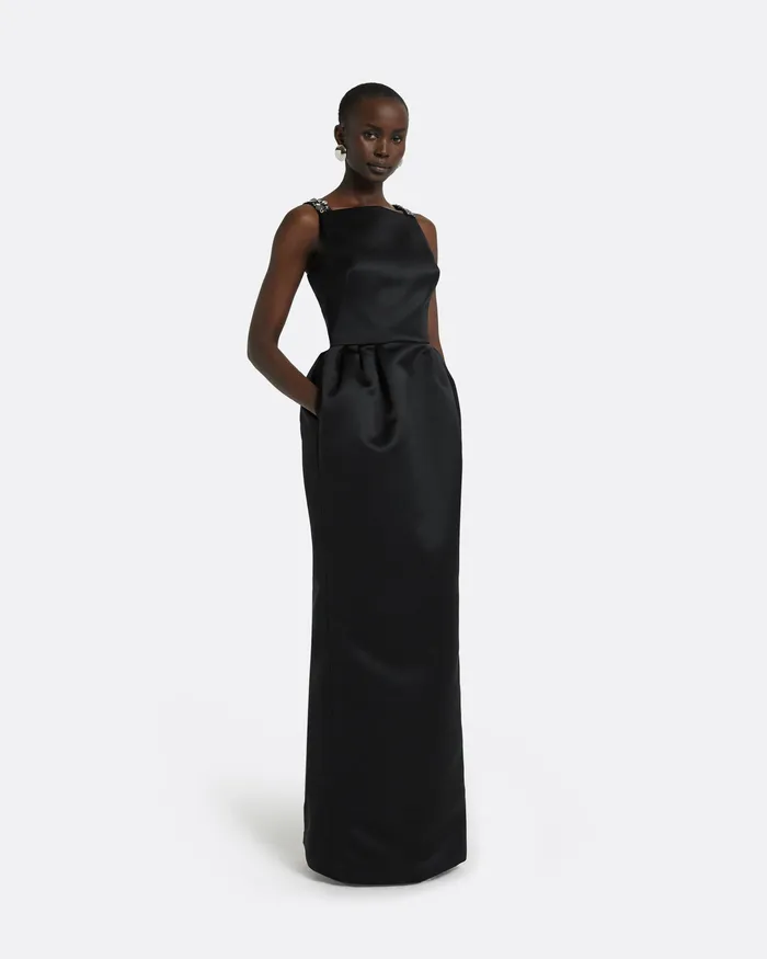 Dresses Safiyaa Women Trecchi Black Long Dress Black