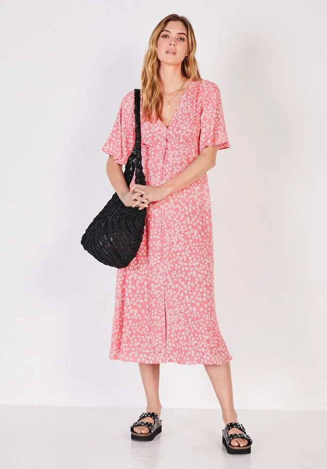Dresses Women Hush Valeria Tea Dress Ditsy Floral Pinkecru