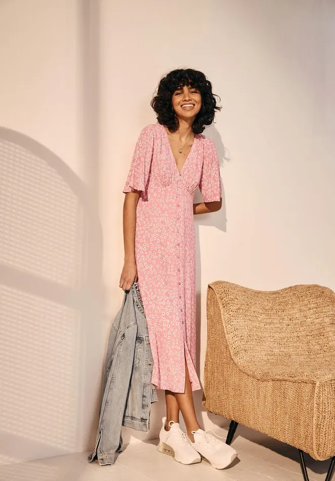 Dresses Women Hush Valeria Tea Dress Ditsy Floral Pinkecru
