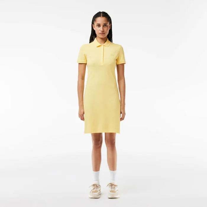Dresses Women Lacoste Women039s Slim Fit Stretch Cotton Piqu Polo Dress Pastel Yellow 107