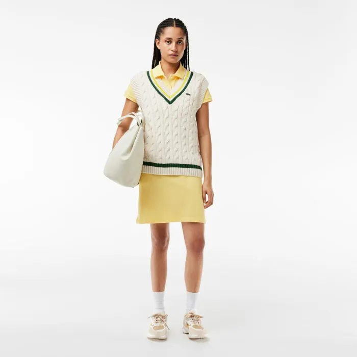 Dresses Women Lacoste Women039s Slim Fit Stretch Cotton Piqu Polo Dress Pastel Yellow 107