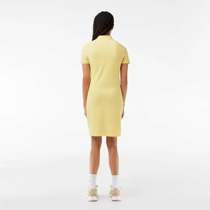 Dresses Women Lacoste Women039s Slim Fit Stretch Cotton Piqu Polo Dress Pastel Yellow 107