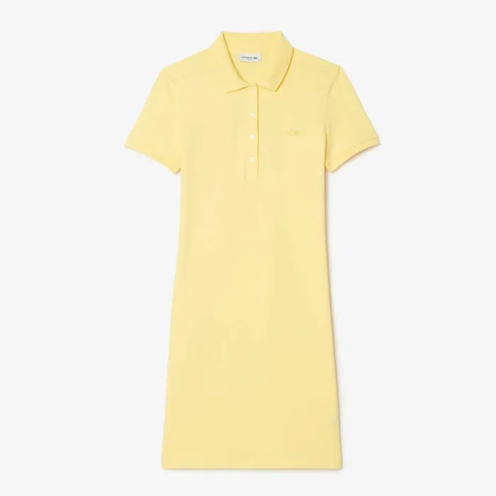 Dresses Women Lacoste Women039s Slim Fit Stretch Cotton Piqu Polo Dress Pastel Yellow 107