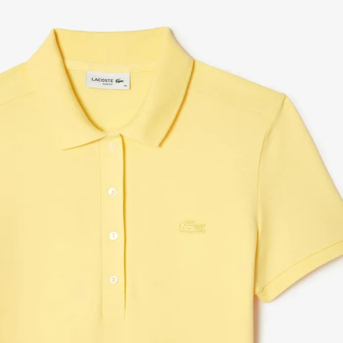 Dresses Women Lacoste Women039s Slim Fit Stretch Cotton Piqu Polo Dress Pastel Yellow 107
